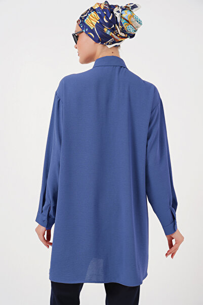 Bigdart Kadın Uzun Gömlek Tunik 5945 - D. İndigo