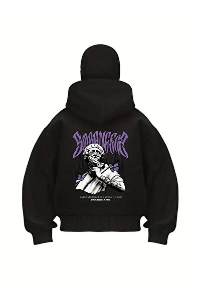 Gofeel Cardigan unisex Harajuku Purple Stranger cu imprimeu, cu mască de zăpa...