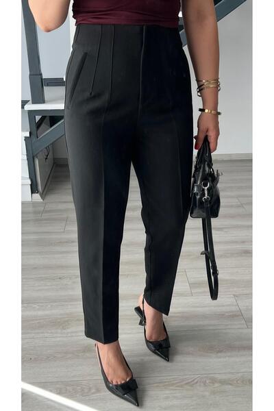 Oslove Black Flat Trousers