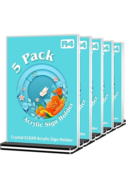 Slasa حامل لافتات أكريليك A4 - حامل عرض مزدوج الجوانب للملصقات والقوائم، عبوة...