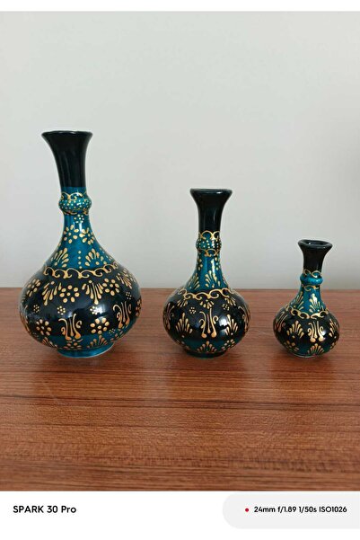 sema çini el yapımı 3'lü gözyaşı vazo