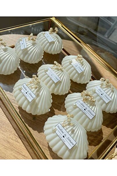 Genel Markalar 30 Adet Istiridye Kutu Içerisinde Mum, Nikah Şekeri, Doğum, Sünnet, Düğün Nişan Söz, Kına, Doğum Gün