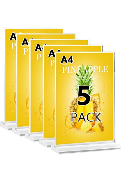 Slasa حامل لافتات أكريليك A4 - حامل عرض مزدوج الجوانب على شكل حرف T، مجموعة م...