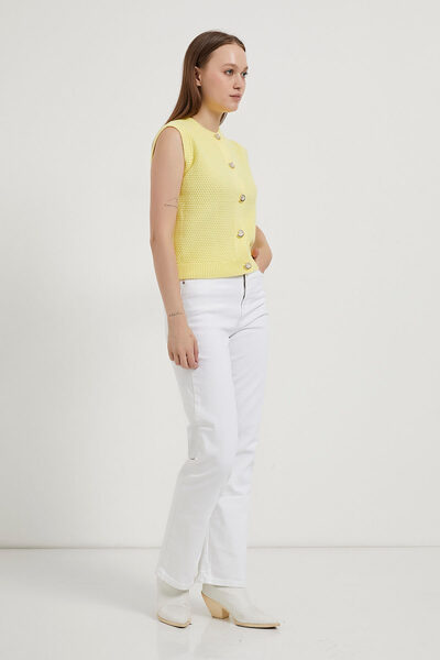 Arma Life Armalife 1181 Gold Button Detail Knitted Women's Vest