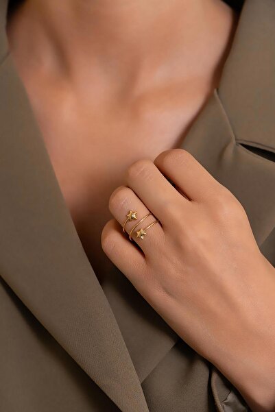 Bayar Gold 14 Ayar Altın İkiz Yıldız Yüzük