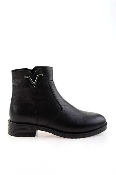 Bambi Siyah Hakiki Deri Kadın Bot & Bootie K02286001303