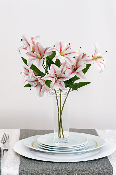 Yapay Çiçek Deposu Yapay Çiçek 3 Başlı Lüx Islak Kazablanka Dalı 60 cm Fuşya ...