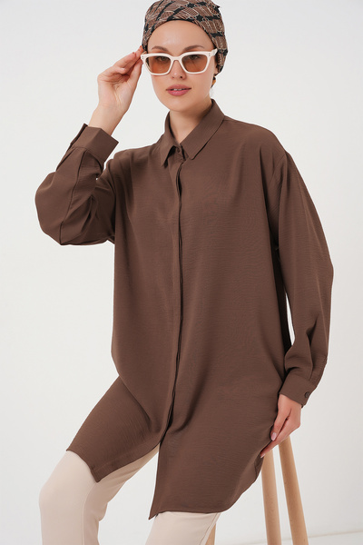 Bigdart Women's Long Shirt Tunic 5945 - Brown