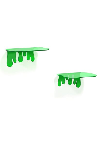 Slasa Small Floating Wall Shelves from SLASA, 2 Pieces (7 Inch, Green) - Modern Design for Elegant Wall De