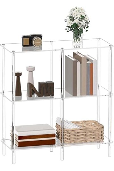 Slasa Acrylic Console Table – 3-Tier Clear Entryway Table for Sofa, Hallway, Living Room – 75×30×80.5 cm