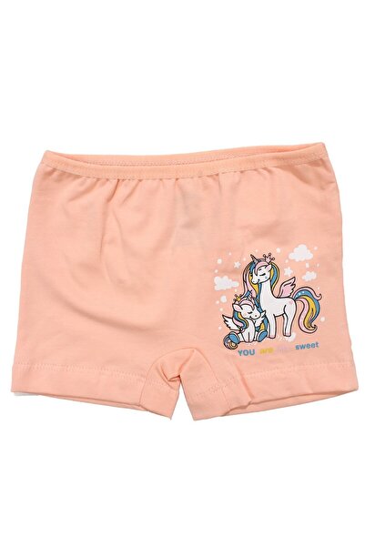 bebegen Girl's Salmon Colored Unicorn Printed Boxer 2-3 Years Old
