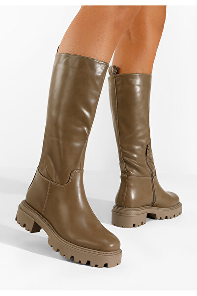 B T Shoes Γυναικείες μποτες Χακι Mesora