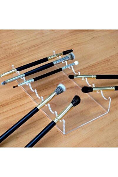 Slasa حامل فرش المكياج الأكريليكي ورف تجفيف منظم شفاف بـ 8 فتحات