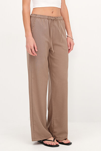 Addax Elastic Waist Wide Leg Trousers Pn3333