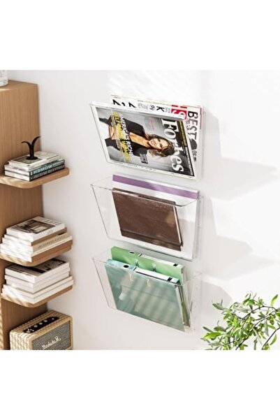 Slasa Acrylic Wall-Mounted File Organizer with 6 Large Pockets by