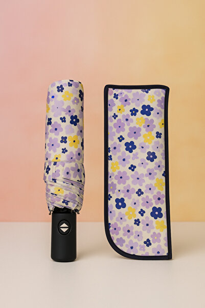 Chunky Frame Otomatik Full Fonksiyon Açma Kapama Fiber Tel Kılıflı Çiçek Desenli Kaliteli Kadın Şemsiye