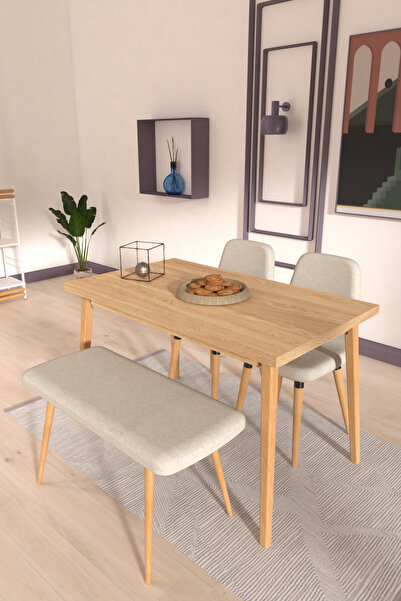 VİLİNZE Tosya Sandalye Tosya Bank Avanos Ahşap Mutfak Masası Takımı - 70x120 Cm