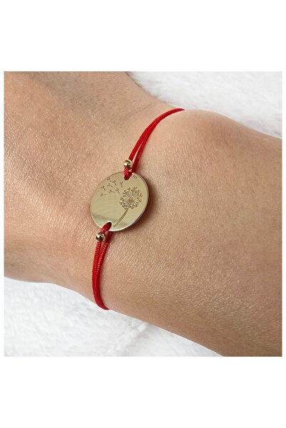 Lexy's Boutique Bratara handmade, ajustabila, cu banut din argint 925 placat cu aur 24k, Lexy's Boutique, rosu/auriu