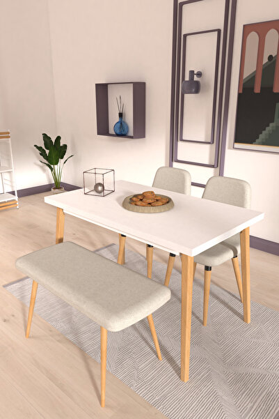 VİLİNZE Tosya Sandalye Tosya Bank Avanos Ahşap Mutfak Masası Takımı - 70x120 Cm