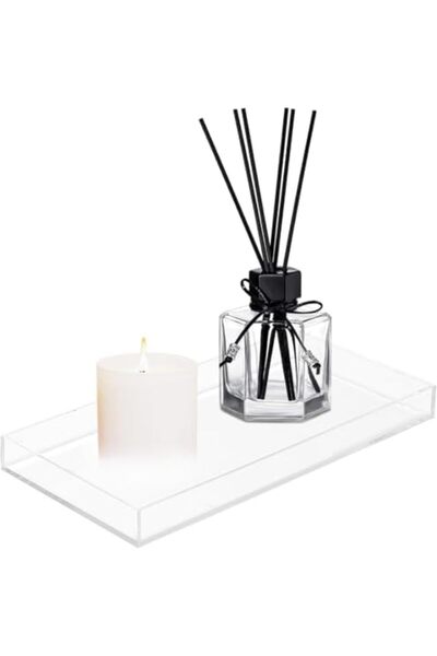 Slasa Clear Acrylic Vanity Tray – Bathroom Countertop Organizer 25.4x12.7 cm