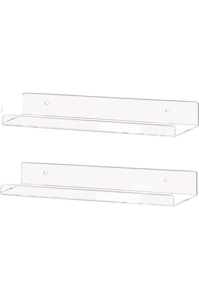 Slasa رف أكريليك عائم شفاف من - منظم كتب وديكورات مثبت على الحائط مقاس 15 بوصة