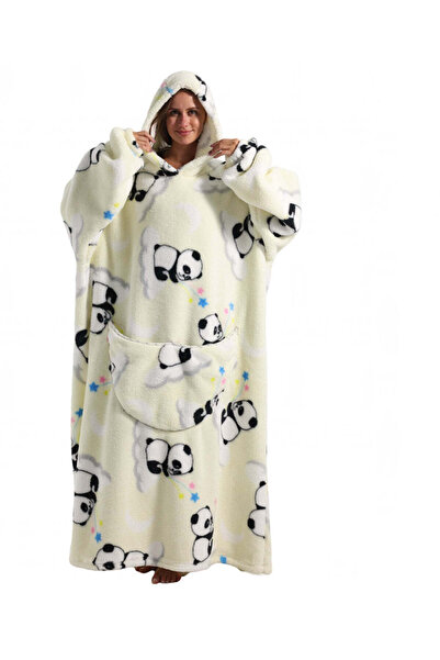 WildFashion Long, fluffy, lounge dress with hood and pouch pocket PJM260A-2 Universal