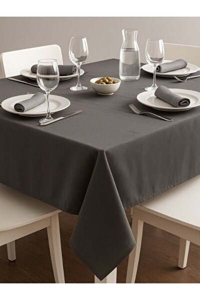 HZR مفرش طاولة مطبخ من القماش المقاوم للسوائل والبقع، لون أنثراسايت، 140 × 180 سم