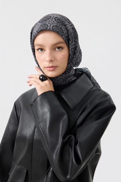 Qef Cotton Scarf Medallion Silver