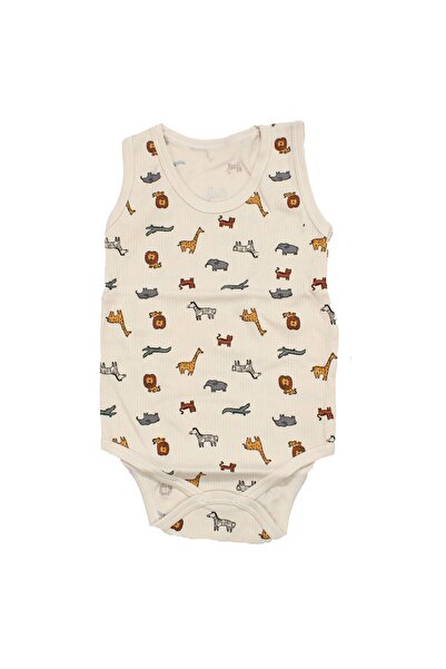 bebegen Boy's Beige Animal Print Suspender Bodysuit