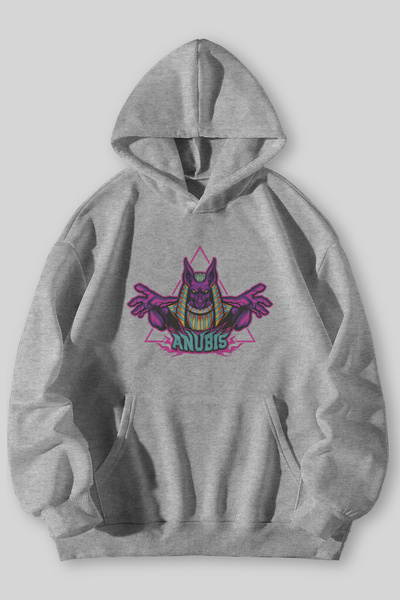 Harmandar Φούτερ με κουκούλα με στάμπα Anubis Band, μαύρο, με τσέπη καγκουρό