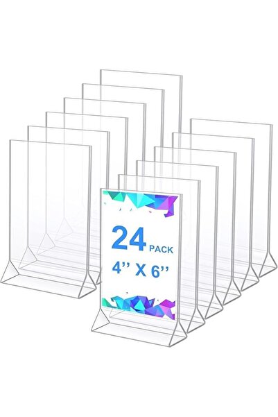 Slasa 24 قطعة من حاملات عرض اللافتات الأكريليكية من SLASA، مقاس 4 × 6 بوصة، ش...