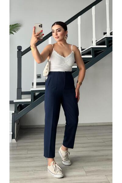 Oslove Navy Blue Flatolu Pants