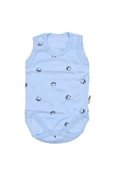 bebegen Unisex Blue Smile Printed Suspender Bodysuit