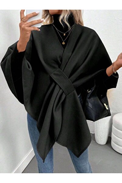 Arfami Poncho din cașmir cu detaliu încrucișat și croială confortabilă