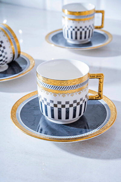 ACAR Black 6 Kişilik Kahve Fincan Takımı - 90 ml