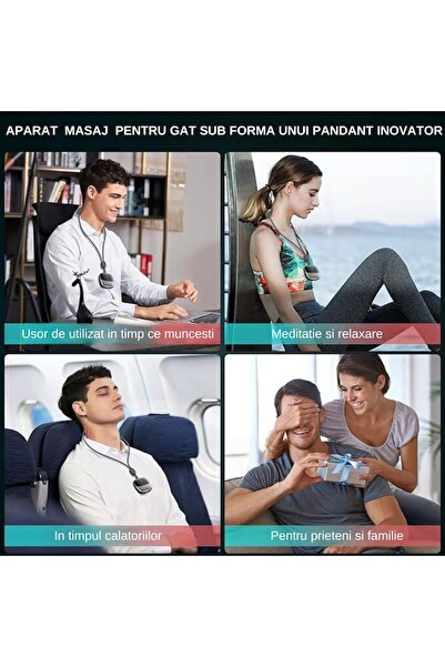 ILA PRODUCT Aparat masaj gat, umeri, picioare, 9 intensitati, 3 trepte incalzire, USB, gri