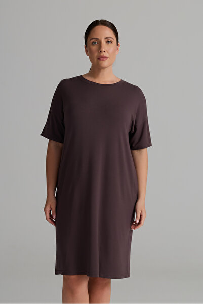 Hays Kadın Plus Size Modal İki İplik Kısa Kollu Elbise