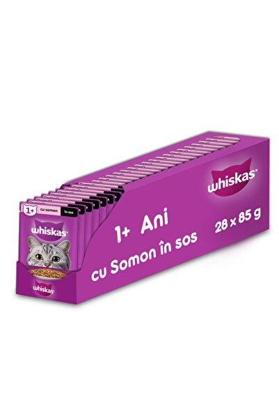 Whiskas Hrană umedă pentru pisici, Somon în sos, 28 x 85 g