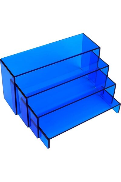 Slasa مجموعة من 4 رافعات عرض أكريليك - حامل شفاف متعدد الطبقات بسمك 4.3 مم لل...