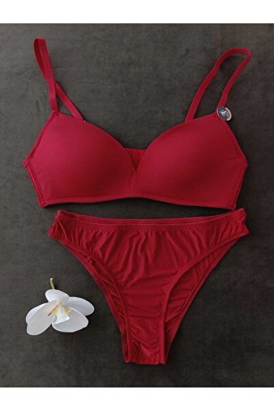 womensWorld1 Unsupported Unwired Red Bra Set