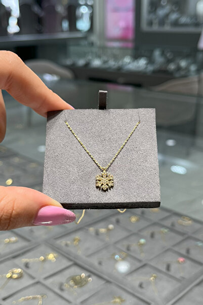 ZM ZÜMRÜT MÜCEVHERAT 14 Ayar Altın Taşlı Kar Tanesi Kolye