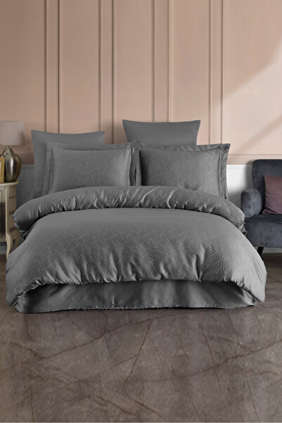 VAROL (حجم عائلي) طقم غطاء لحاف ليوسل جاكار - لينزو أنثراسيت