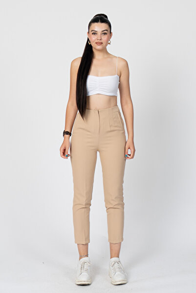 MissVina Trend Model Pens Detailed High Waist Fabric Trousers 30062