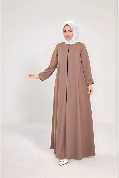 MSN Ferace-Namazlik Zipped Clothing - Beige- Ş-1977