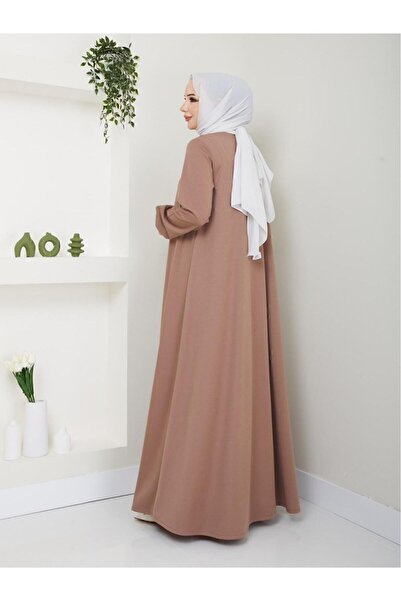 MSN Ferace-Namazlik Zipped Clothing - Beige- Ş-1977
