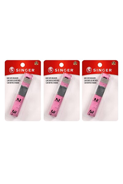 SİNGER سينجر، عبوة من 3 أشرطة قياس، وردي