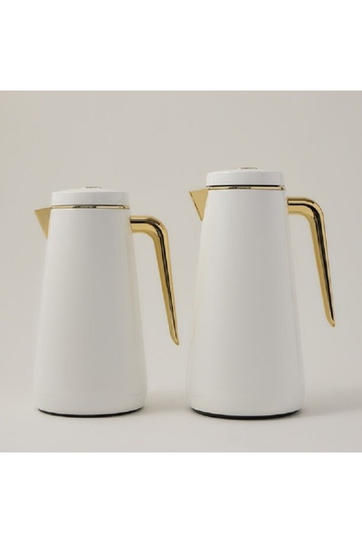 Dallaty Set of 2 steel vacuum flask white/gold 1.0L and 1..3L
