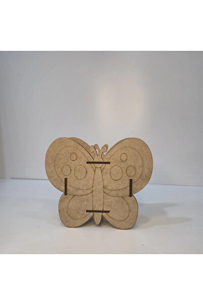 toptanetkinlikboyama Butterfly Piggy Bank Wooden Painting Set | Educational Mdf Activity for Children | Demountable Wooden Piggy Bank