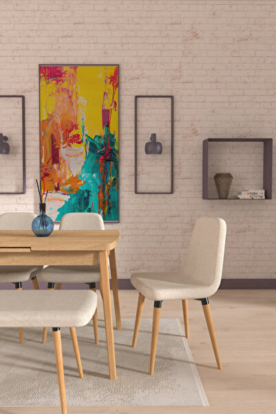 VİLİNZE Tosya Sandalye Tosya Bank Avanos Ahşap MDF Açılır Mutfak Masası Takımı - 70x120+30 cm