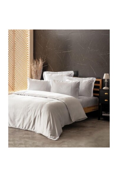 Cotton Box Silky Satin Double Duvet Cover Set White